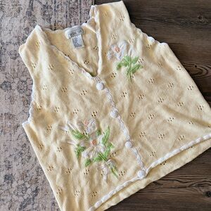 Embroidered Yellow Knit Vintage Vest